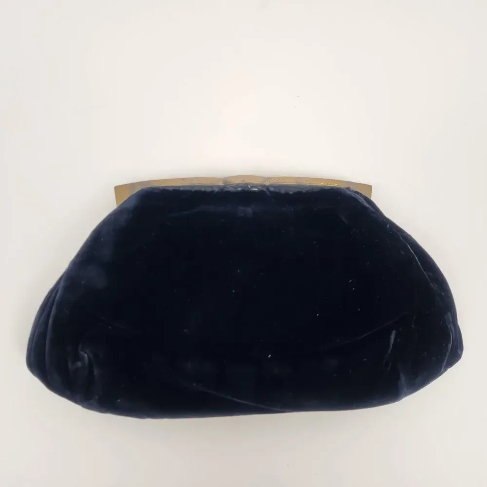 Vintage Black Velvet Clutch Purse 9